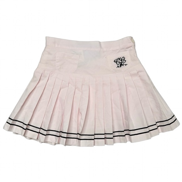 Tartine Et Chocolat Blush Pink Pleated Skirt with Black Trim